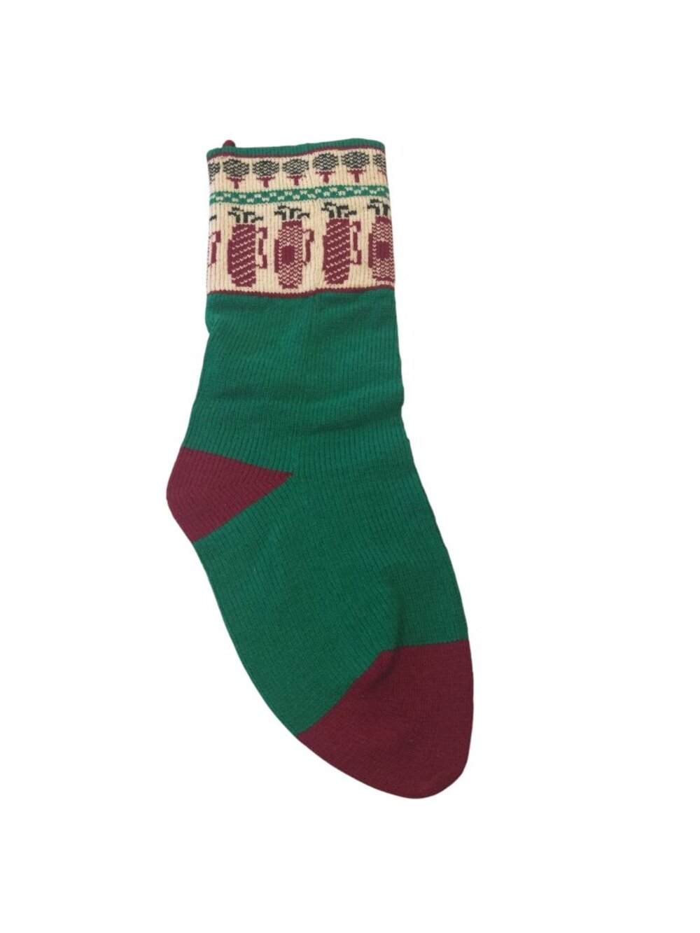 Specialities in Wool 100% Wool Knit Golf Ball & Bag Accent Holiday Stocking